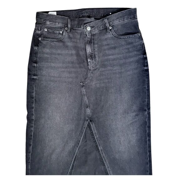 AMERICAN EAGLE Black Denim 90's High Rise Maxi Skirt - Women's 12 - Picture 5 of 8